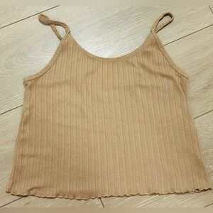Secret Treasures Womens Taupe Knit Sleeveless Crop Top M 8-10 Adjustable Strap